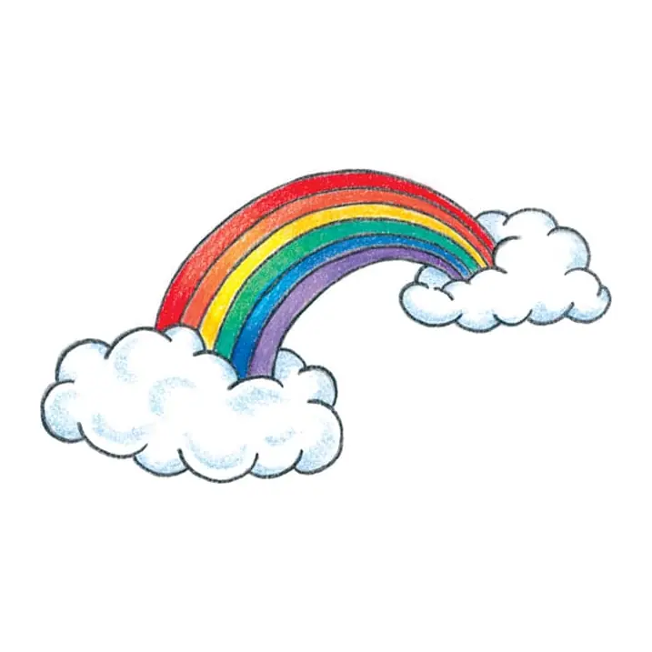Tatuagem temporária Símbolos — Arco-íris com nuvens. Inclui arco-íris, nuvens