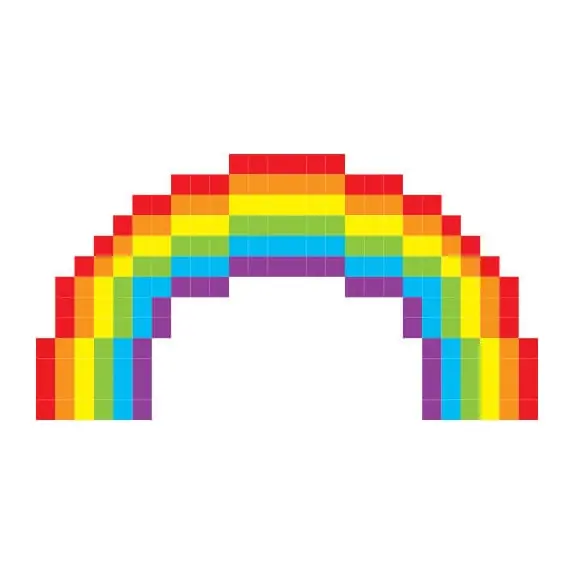 Tatuagem temporária Símbolos — Arco-íris de pixel. Inclui arco-íris