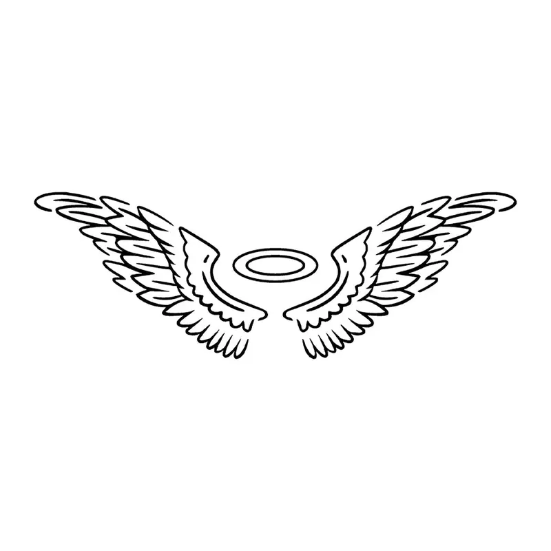 Tatuagem temporária Espiritual e Religioso — Asas de anjo com auréola. Inclui asas, auréola