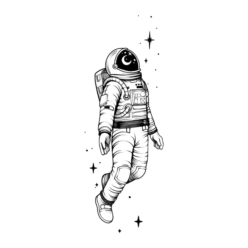 Tatuagem temporária Planetas e Espaço — Astronauta flutuando — Modelo 2. Inclui astronauta