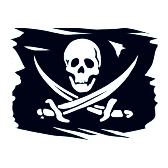Tatuagem temporária Caveiras e Sombrio — Bandeira pirata. Inclui caveira, espadas