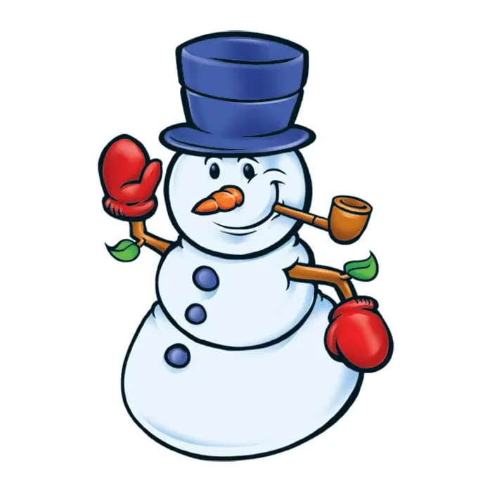 Tatuagem temporária Datas e Festas — Boneco de neve com cachimbo. Inclui boneco de neve