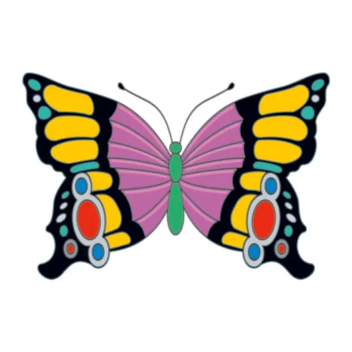 Tatuagem temporária Borboletas e Insetos — Borboleta colorida de asas amarelas. Inclui borboleta