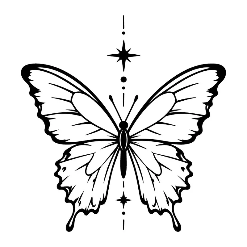 Tatuagem temporária Borboletas e Insetos — Borboleta com estrela. Inclui borboleta, estrela