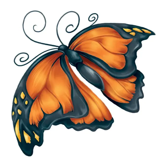 Tatuagem temporária Borboletas e Insetos — Borboleta monarca. Inclui borboleta