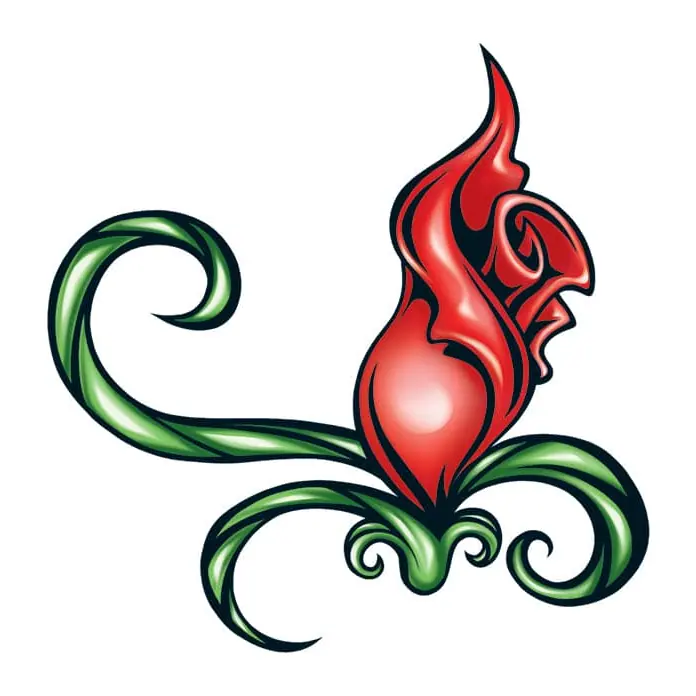 Tatuagem temporária Flores — Botão de rosa vermelho. Inclui rosa