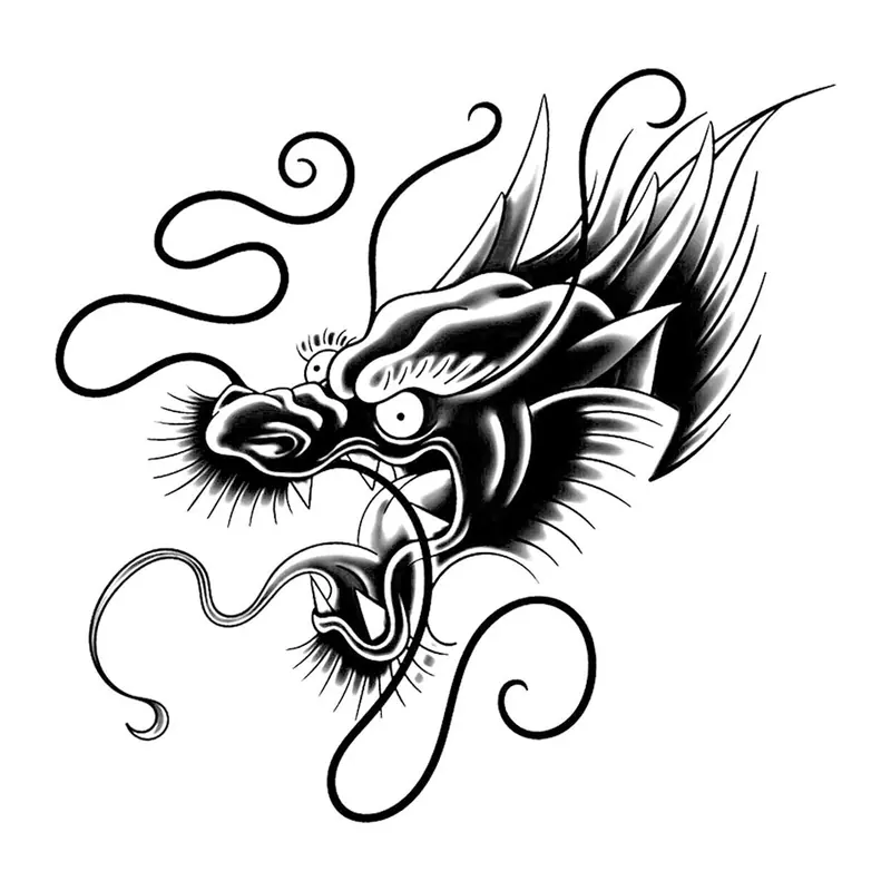 Tatuagem temporária Dragões e Fantasia — Cabeça de dragão oriental. Inclui dragão