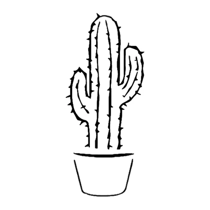 Tatuagem temporária Folhas e Plantas — Cacto em vaso. Inclui cacto