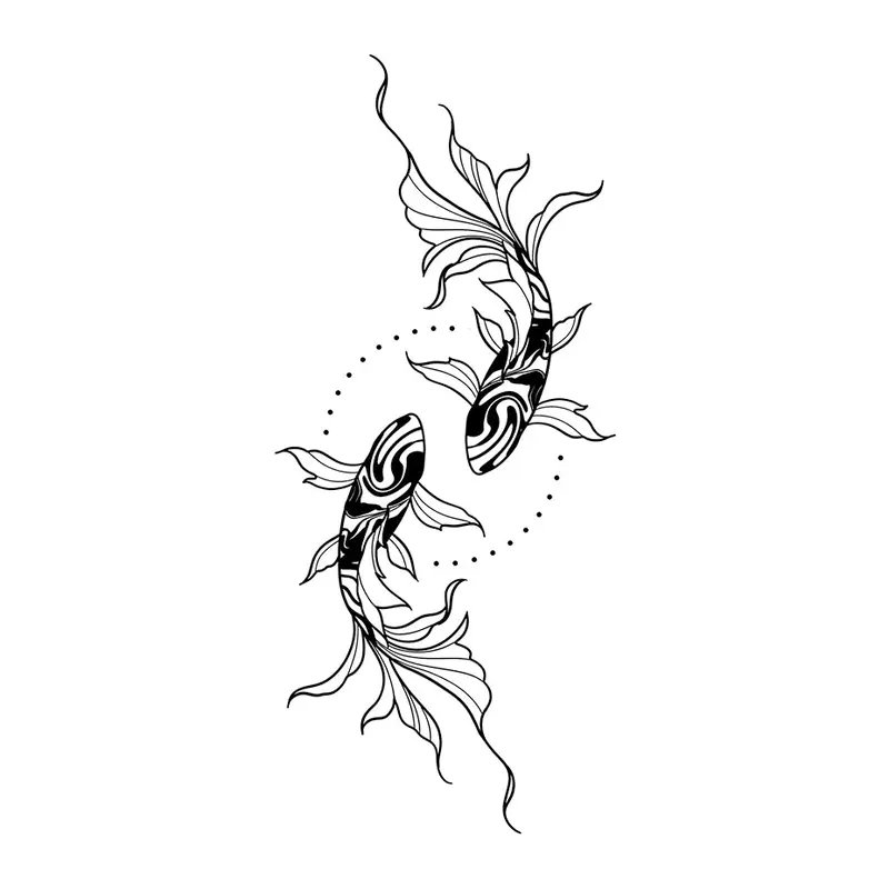 Tatuagem temporária Oriental — Carpas yin yang. Inclui carpas, yin yang