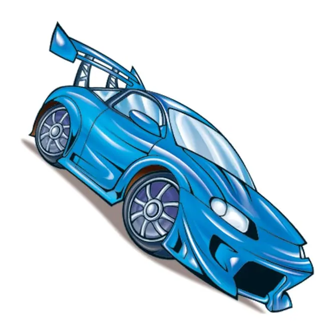 Tatuagem temporária Objetos — Carro de corrida azul. Inclui carro