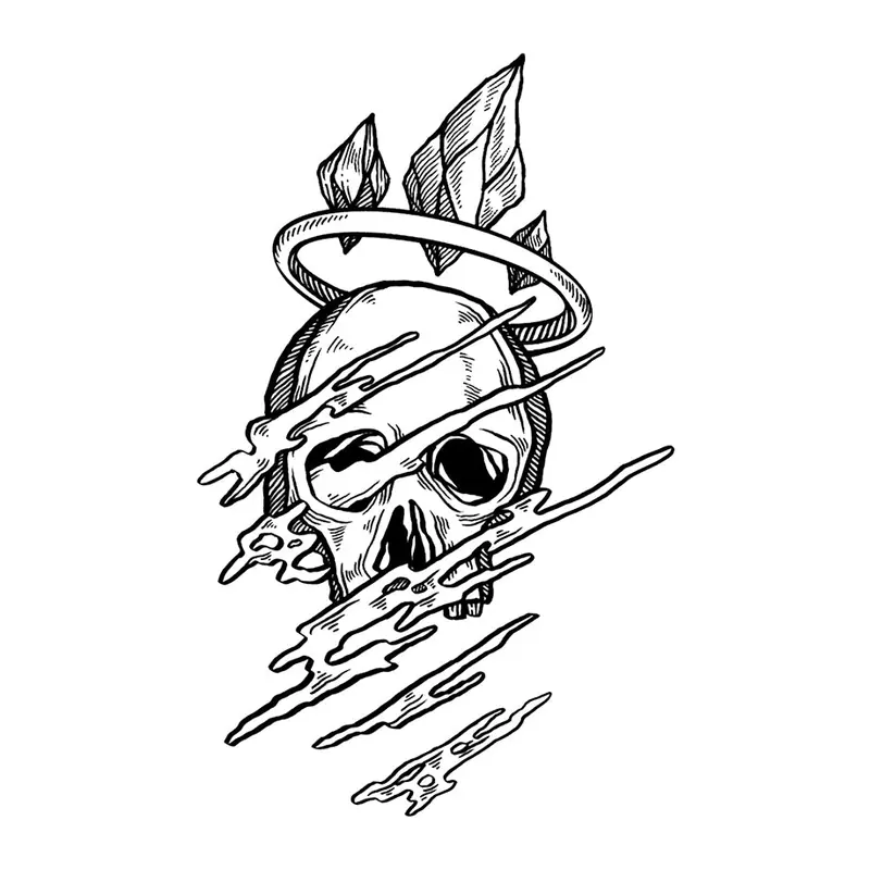 Tatuagem temporária Caveiras e Sombrio — Caveira com auréola. Inclui caveira, auréola