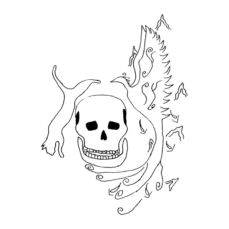 Tatuagem temporária Caveiras e Sombrio — Caveira com fênix em linha. Inclui caveira, fênix