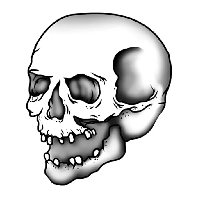 Tatuagem temporária Caveiras e Sombrio — Caveira realista — Modelo 1. Inclui caveira