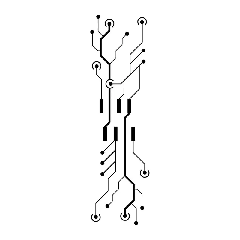Tatuagem temporária Minimalista — Circuito vertical. Inclui circuito
