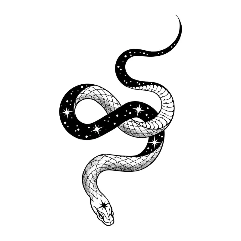 Tatuagem temporária Cobras e Répteis — Cobra com estrelas. Inclui cobra, estrelas