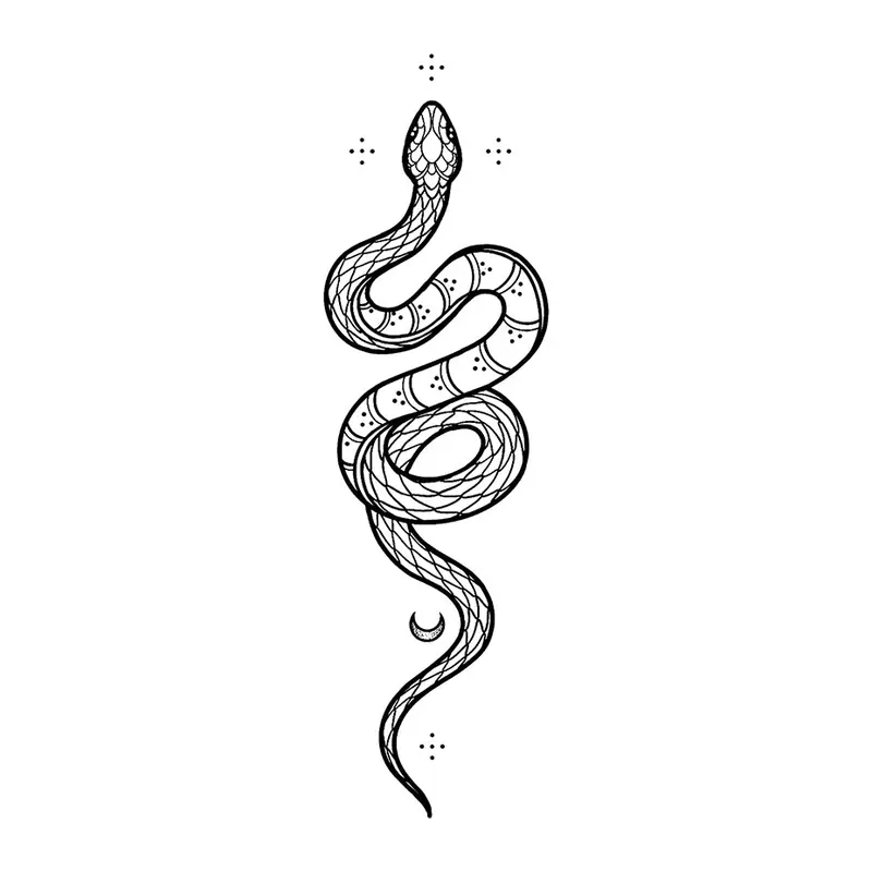 Tatuagem temporária Cobras e Répteis — Cobra delicada vertical. Inclui cobra