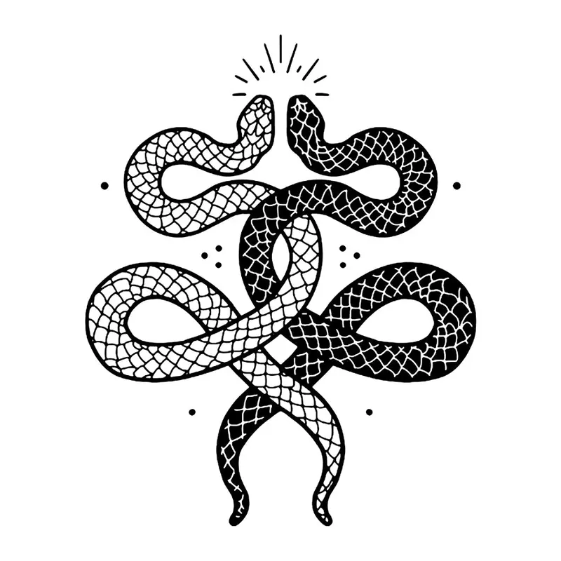 Tatuagem temporária Cobras e Répteis — Cobras entrelaçadas em nó. Inclui cobras