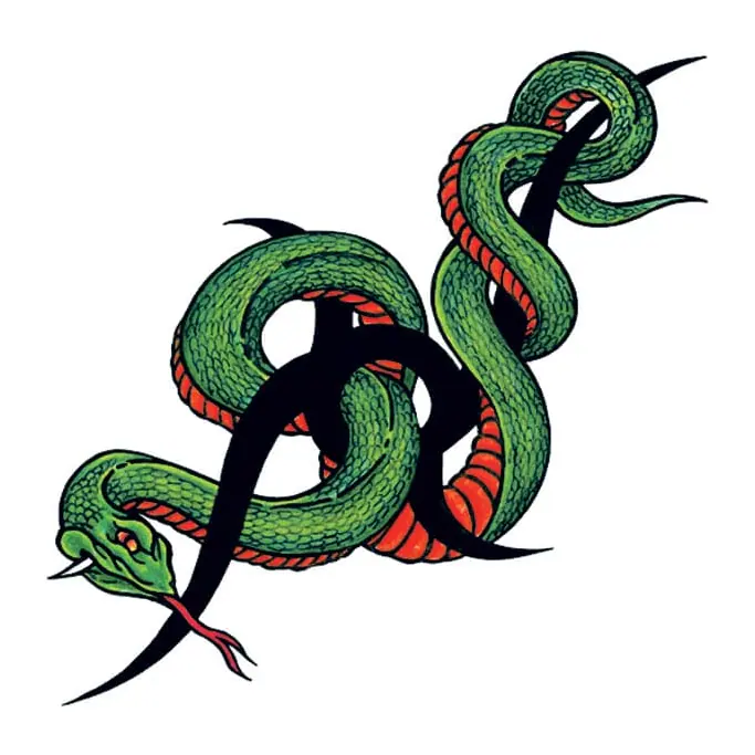 Tatuagem temporária Cobras e Répteis — Cobras verdes tribais. Inclui cobras