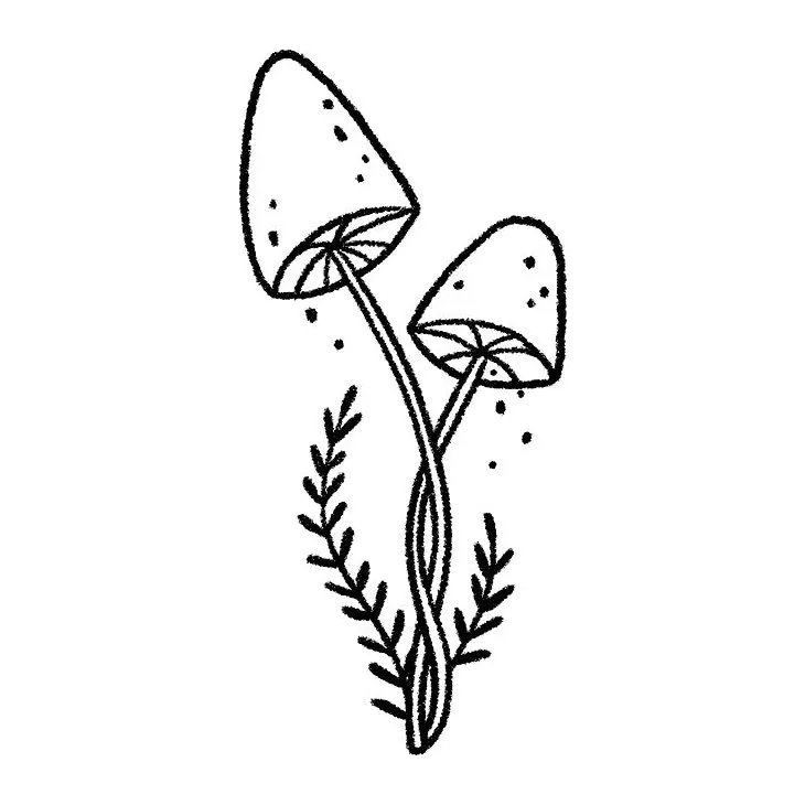 Tatuagem temporária Folhas e Plantas — Cogumelos com folhas. Inclui cogumelos, folhas