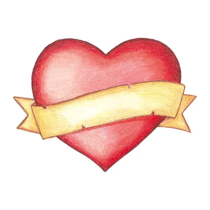 Tatuagem temporária Corações e Amor — Coração com faixa vazia. Inclui coração, faixa