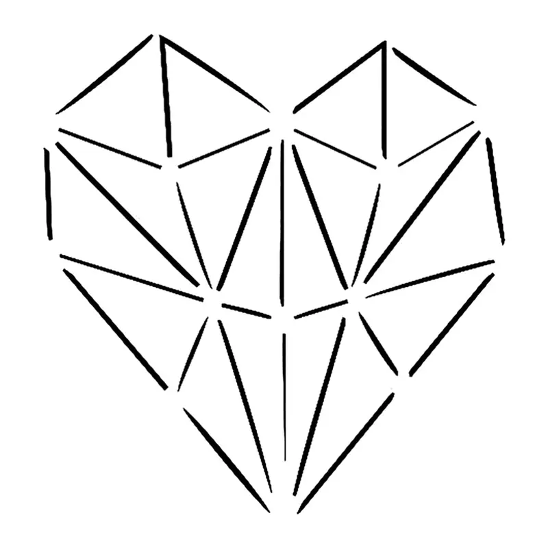Tatuagem temporária Corações e Amor — Coração geométrico. Inclui coração