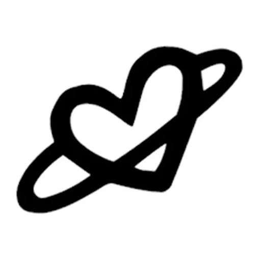Tatuagem temporária Corações e Amor — Coração orbitando. Inclui coração, órbita