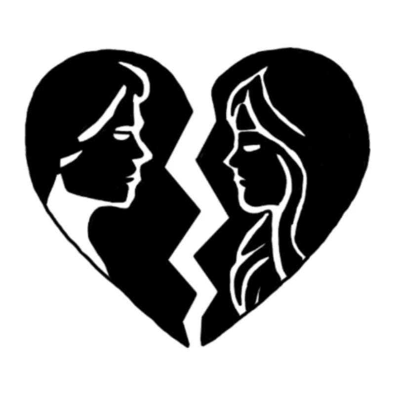 Tatuagem temporária Corações e Amor — Coração partido de casal. Inclui coração