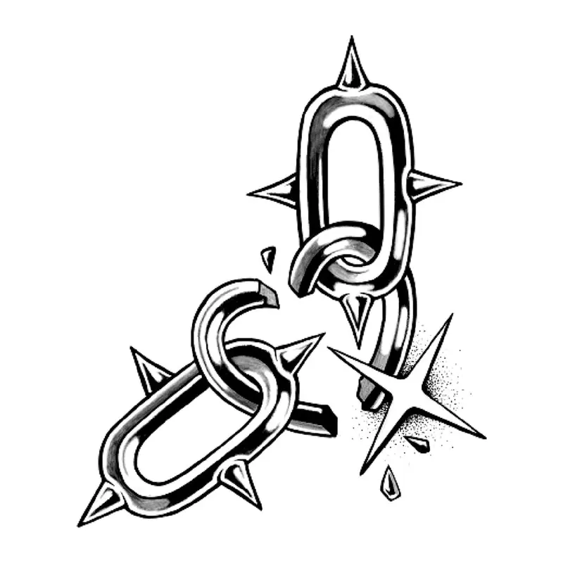 Tatuagem temporária Caveiras e Sombrio — Corrente com espinhos. Inclui corrente, espinhos