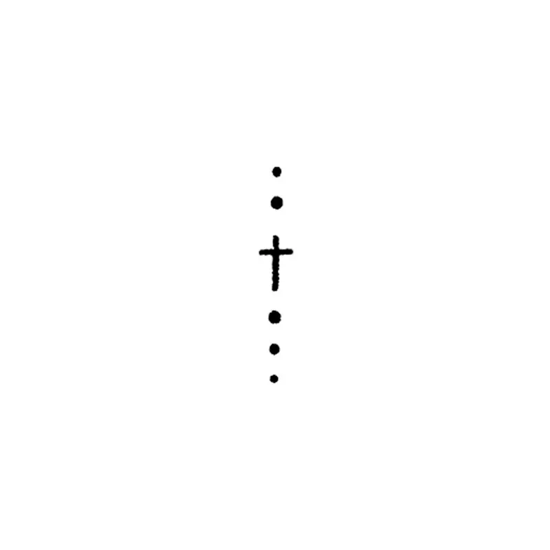 Tatuagem temporária Minimalista — Cruz fina com pontos. Inclui cruz, pontos
