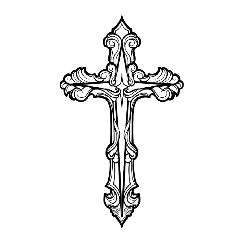 Tatuagem temporária Espiritual e Religioso — Cruz ornamentada. Inclui cruz