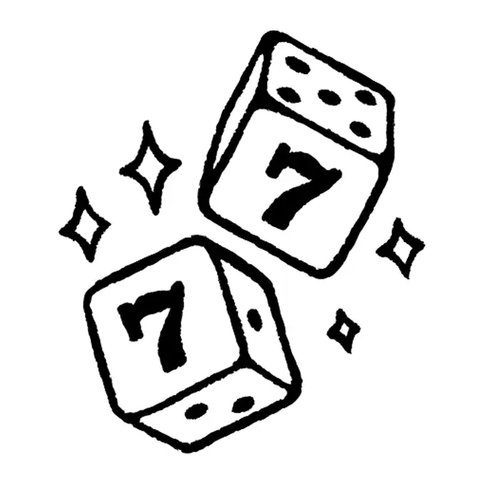 Tatuagem temporária Sorte e Jogos — Dados da sorte 7. Inclui dados