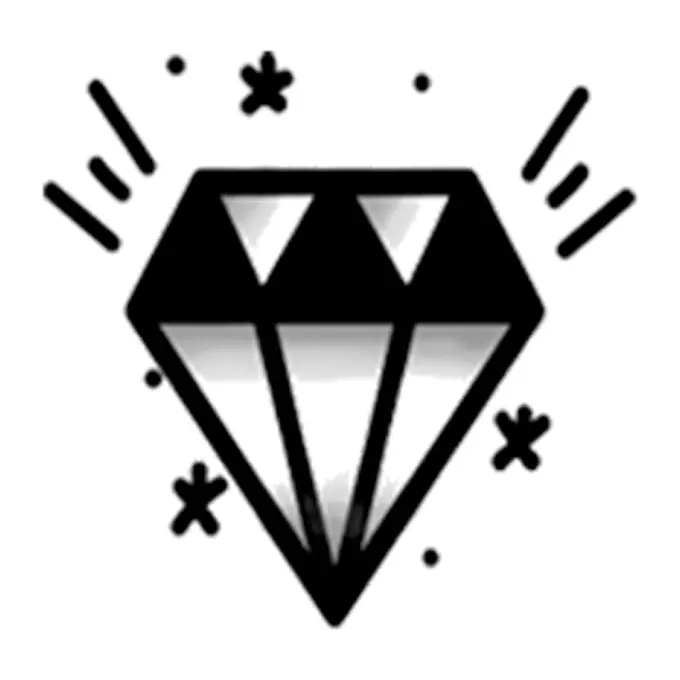 Tatuagem temporária Objetos — Diamante brilhante. Inclui diamante