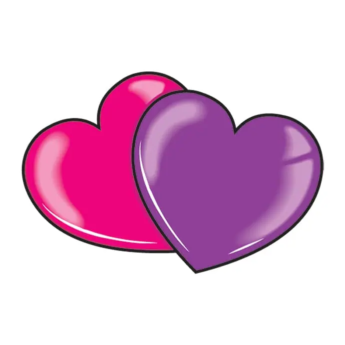 Tatuagem temporária Corações e Amor — Dois corações rosa e roxo. Inclui corações