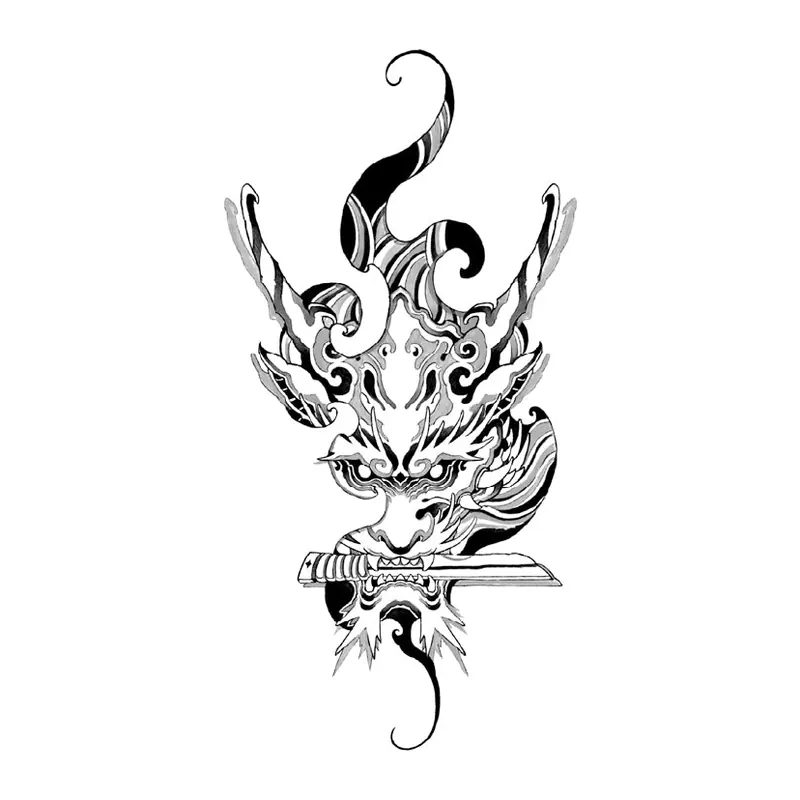 Tatuagem temporária Dragões e Fantasia — Dragão com adaga. Inclui dragão, adaga