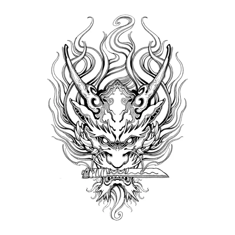 Tatuagem temporária Dragões e Fantasia — Dragão com chifres. Inclui dragão
