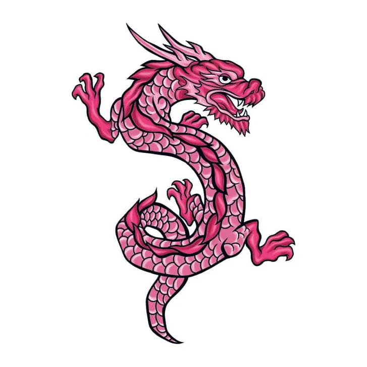 Tatuagem temporária Dragões e Fantasia — Dragão rosa. Inclui dragão
