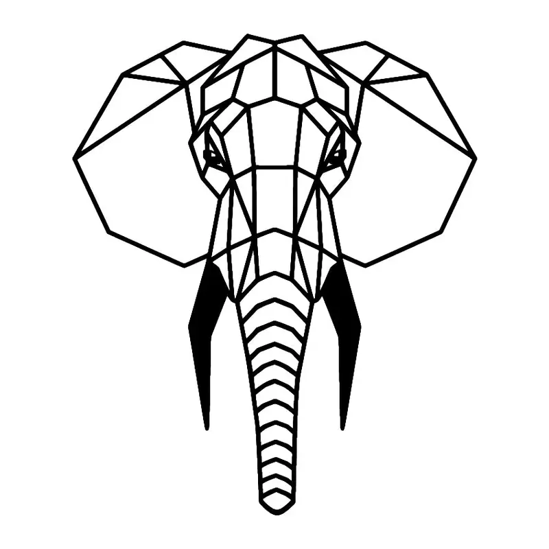 Tatuagem temporária Animais Selvagens — Elefante geométrico — Modelo 2. Inclui elefante