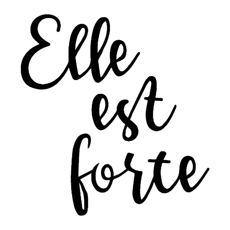 Tatuagem temporária Letras e Frases — Elle est forte (ela é forte). Inclui frase em francês