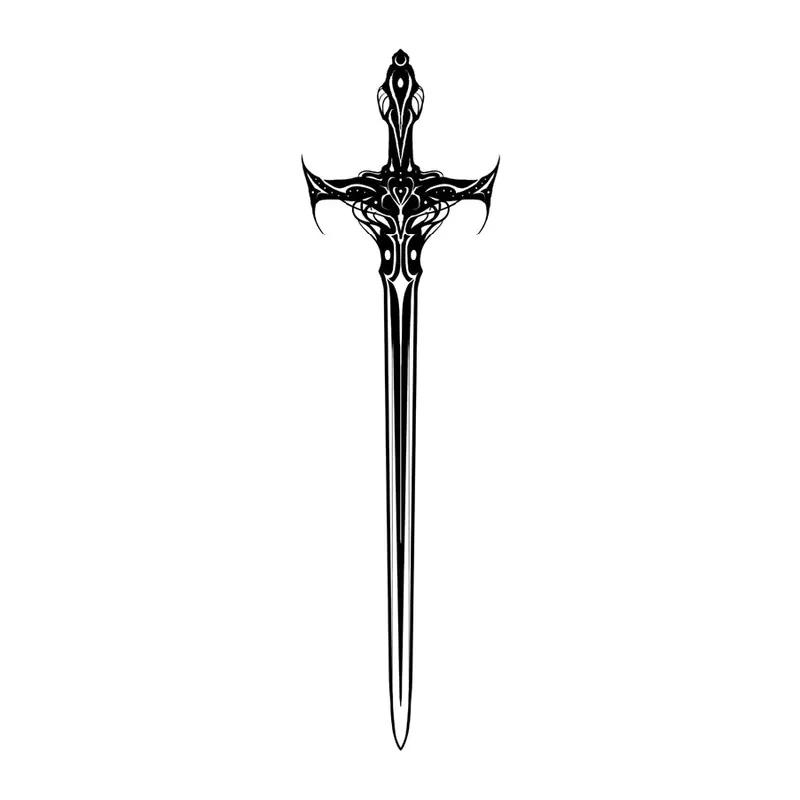 Tatuagem temporária Espadas e Armas — Espada ornamentada vertical. Inclui espada