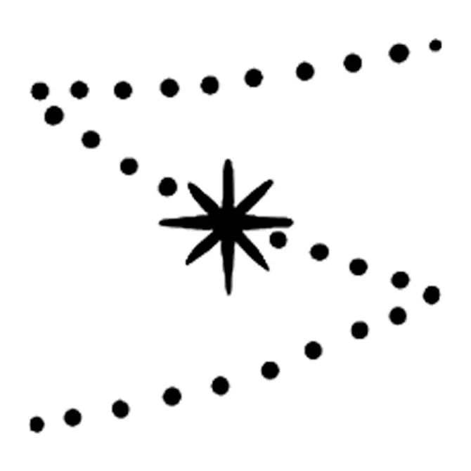 Tatuagem temporária Estrelas e Constelações — Estrela com pontos em zigue-zague. Inclui estrela, pontos