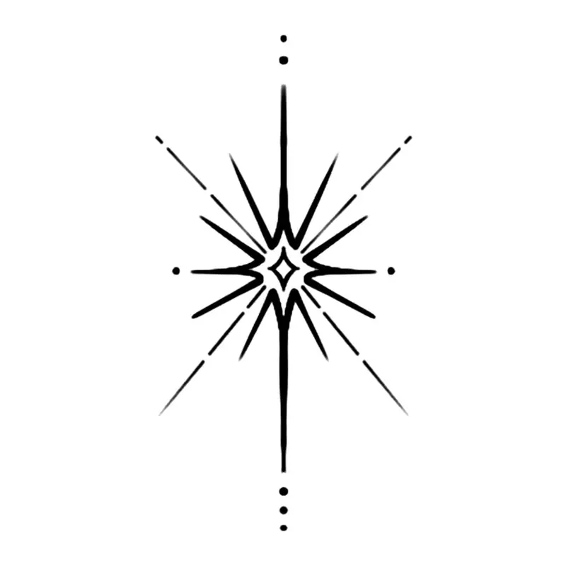 Tatuagem temporária Estrelas e Constelações — Estrela de raios finos. Inclui estrela