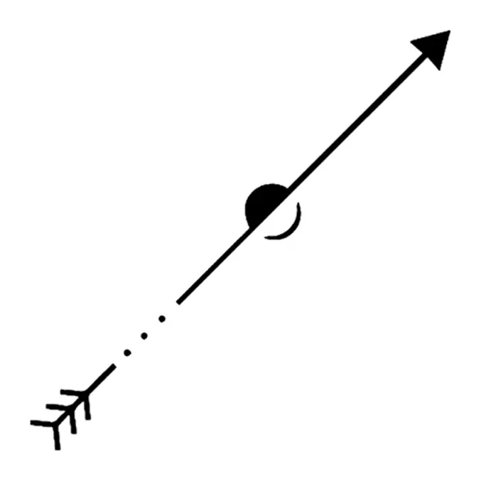 Tatuagem temporária Símbolos — Flecha com círculo. Inclui flecha
