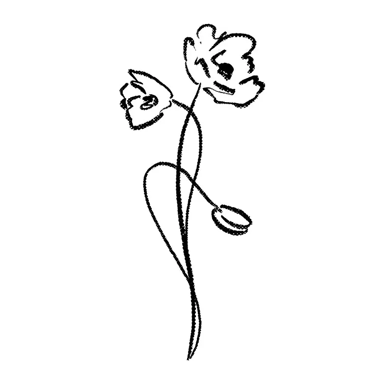 Tatuagem temporária Flores — Flor com haste curva. Inclui flor