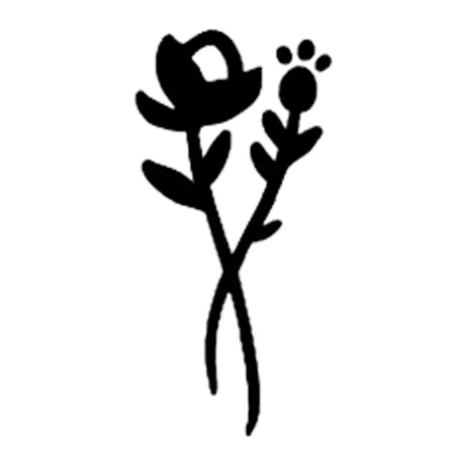 Tatuagem temporária Flores — Flor com patinha. Inclui flor, patinha
