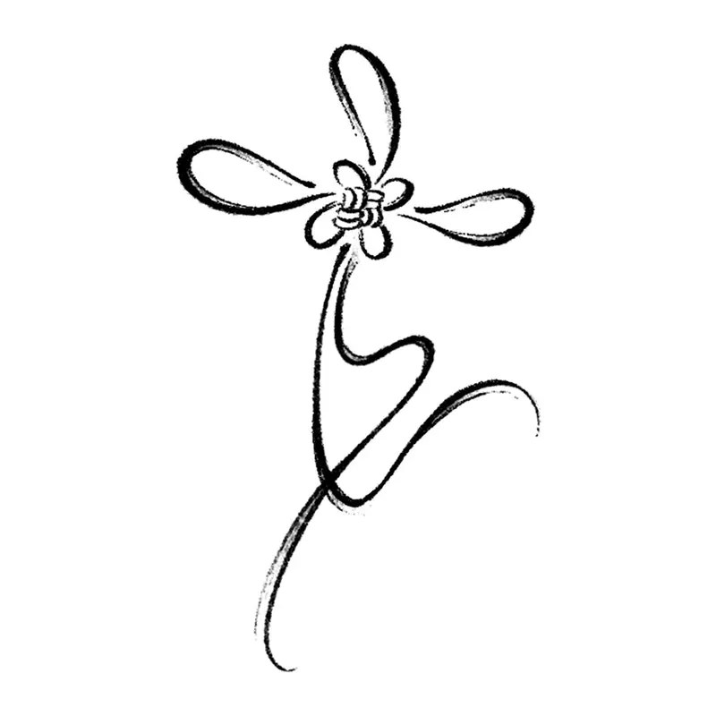 Tatuagem temporária Flores — Flor em linha contínua. Inclui flor