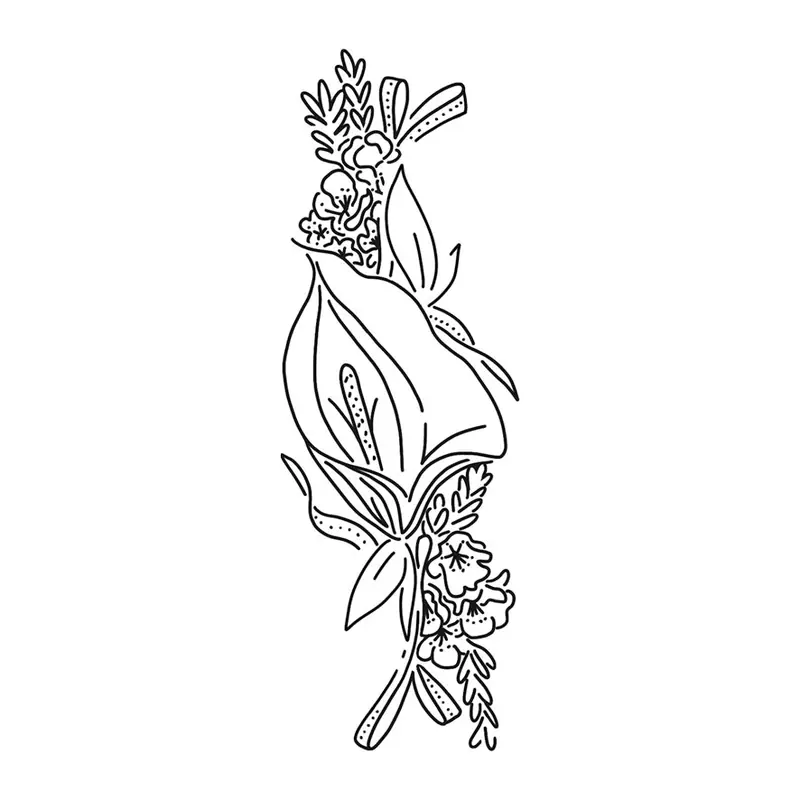 Tatuagem temporária Flores — Flores alongadas em faixa vertical. Inclui flores
