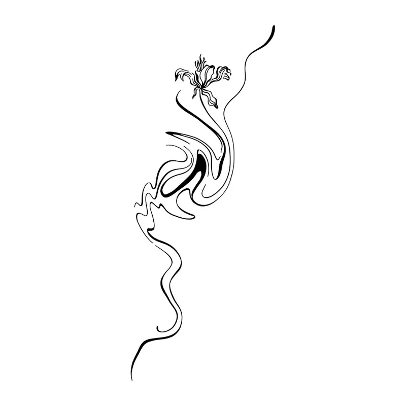 Tatuagem temporária Minimalista — Fumaça fina com flor. Inclui flor, fumaça