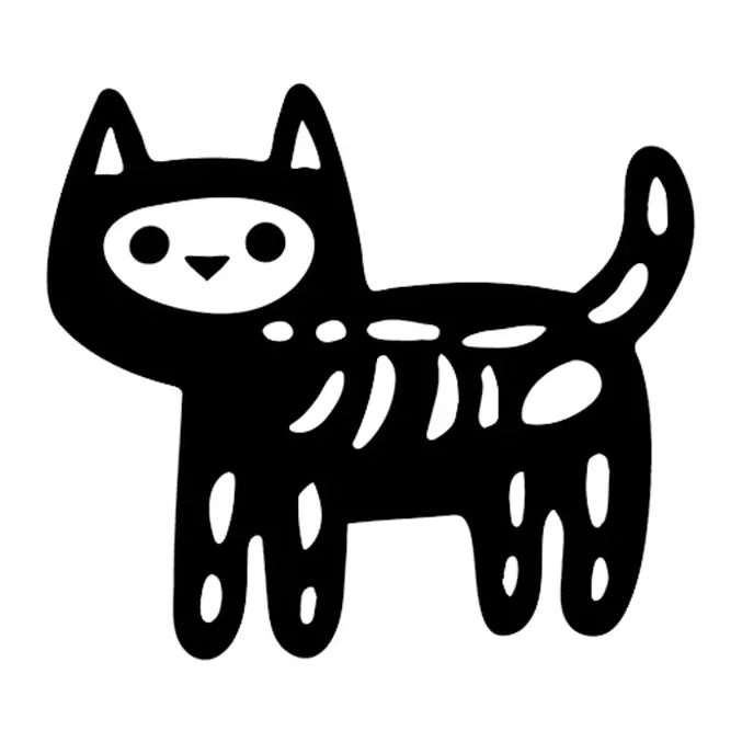 Tatuagem temporária Gatos — Gato esqueleto. Inclui gato, esqueleto