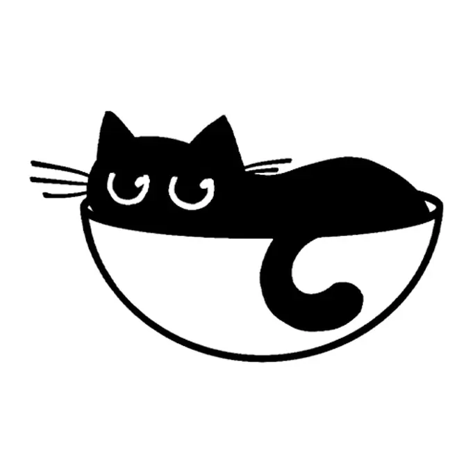 Tatuagem temporária Gatos — Gato preto na tigela. Inclui gato