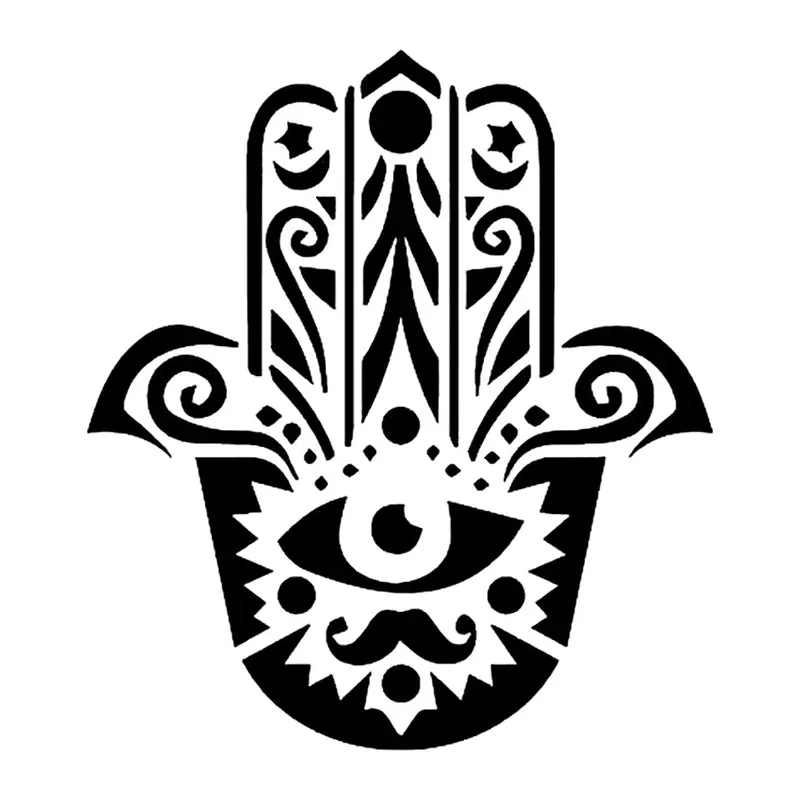 Tatuagem temporária Místico e Esotérico — Hamsa preto ornamental. Inclui hamsa, olho